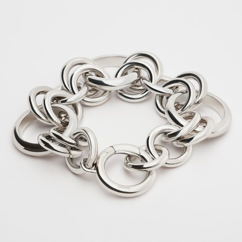CHARMS HERITAGE CHUNKY BRACELET IN BRASS WITH RHODIUM FINISH - SILVER -  - 1 | CELINE