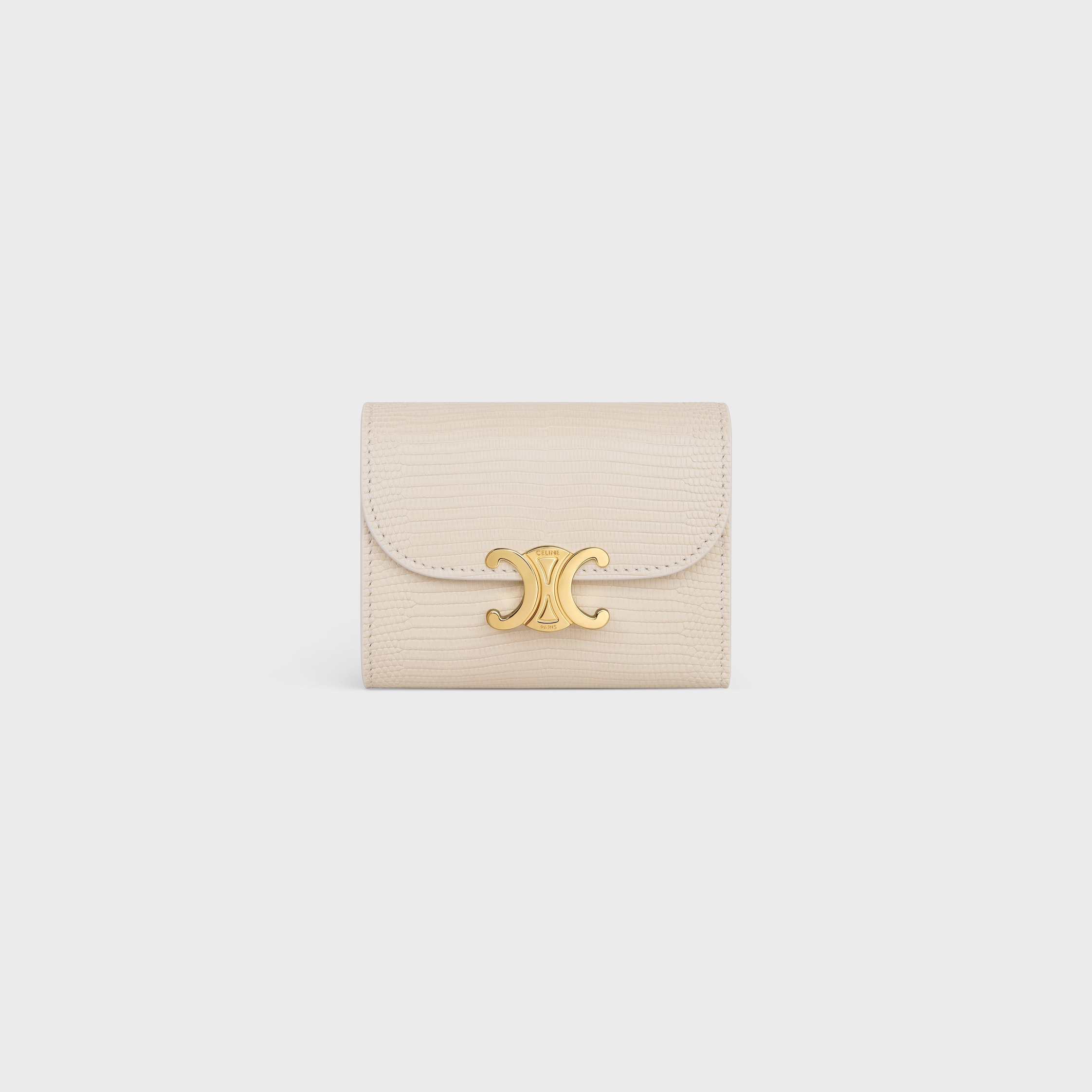 SMALL FLAP WALLET TRIOMPHE IN LIZARD - PALE BEIGE | CELINE