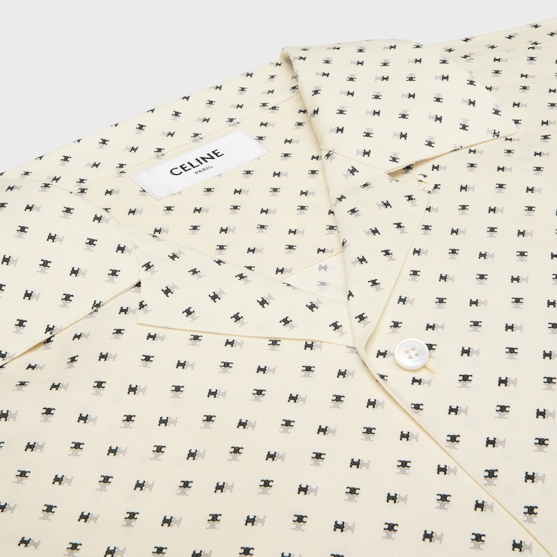 CAMISA BOWLING DE VISCOSA CON ESTAMPADO MICRO TRIOMPHE - CREMA/LILA -  - 1 | CELINE