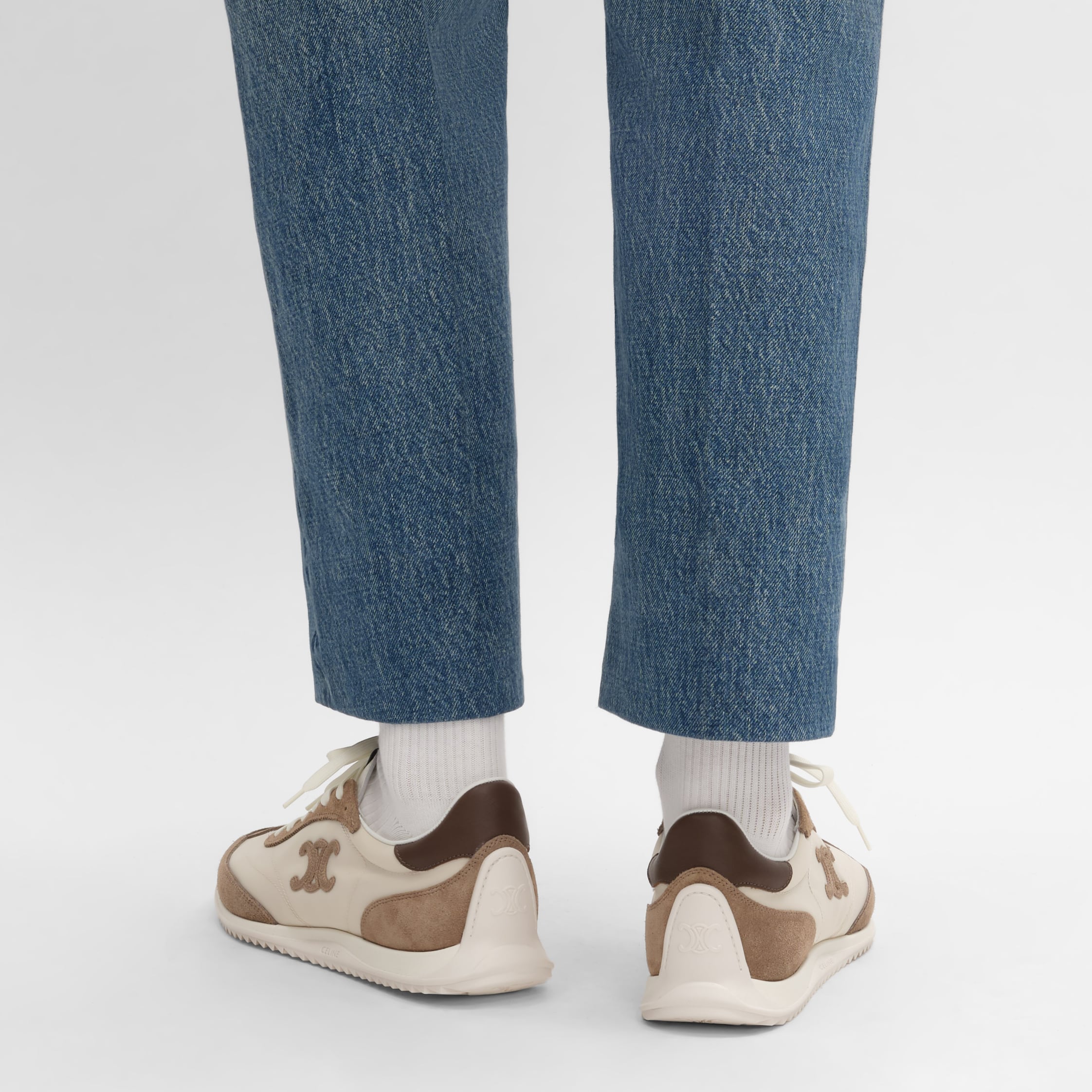 RACER SNEAKER IN NYLON, SUEDE CALFSKIN AND CALFSKIN - OPTIC WHITE
