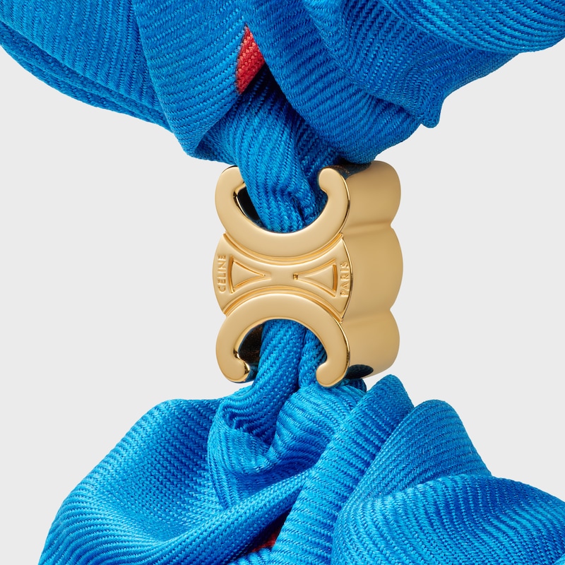 Scrunchy C Sulky Celine em seda e Latão com Acabamento Dourado - ULTRA BLUE / ULTRA RED - NOVO - 1 | CELINE