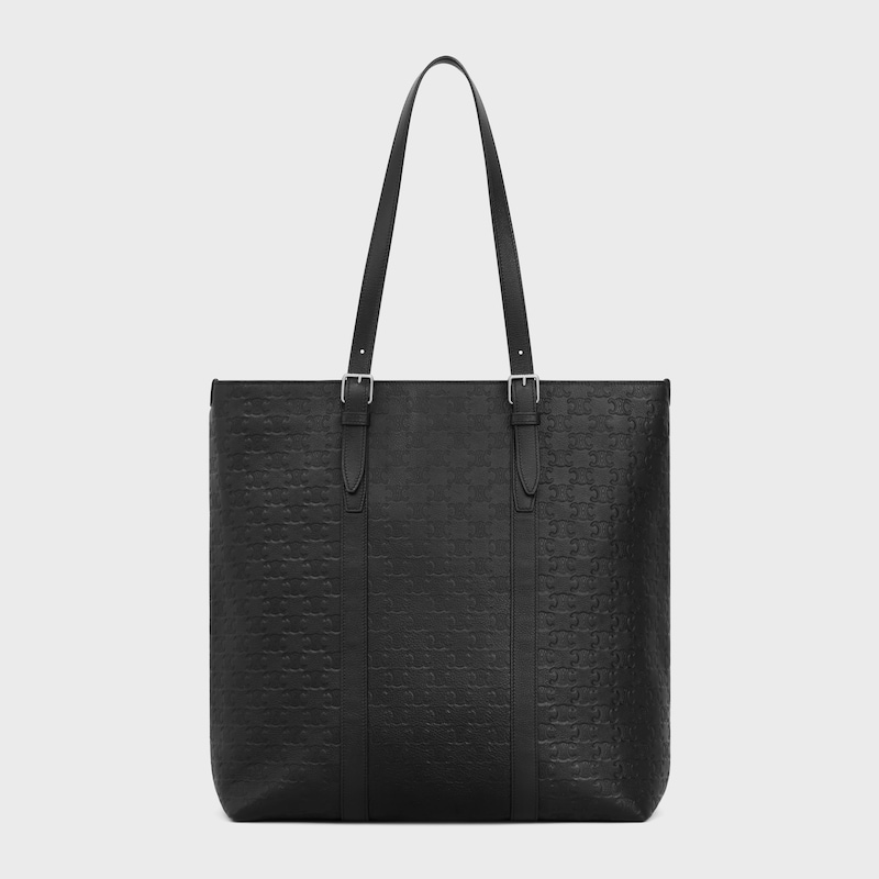CABAS WITH BUCKLE in Calfskin with triomphe embossed - BLACK - CABAS - 1 | CELINE