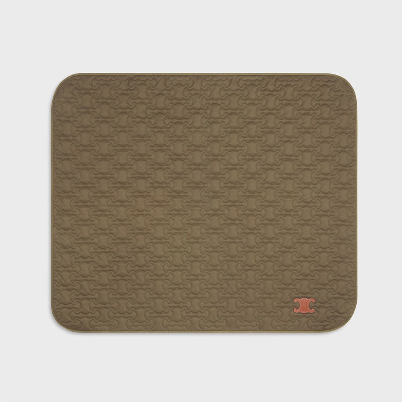 Dog blanket in quilted gabardine textile and wool - KHAKI - DOG ACCESSORIES - 1 | CELINE