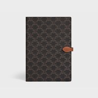 Large notebook cover in triomphe canvas and calfskin - TAN - SMALL GIFTS - 1 | CELINE