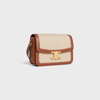 CLASSIQUE TRIOMPHE BAG IN TEXTILE AND CALFSKIN - NATURAL / TAN - TRIOMPHE - 2 | CELINE