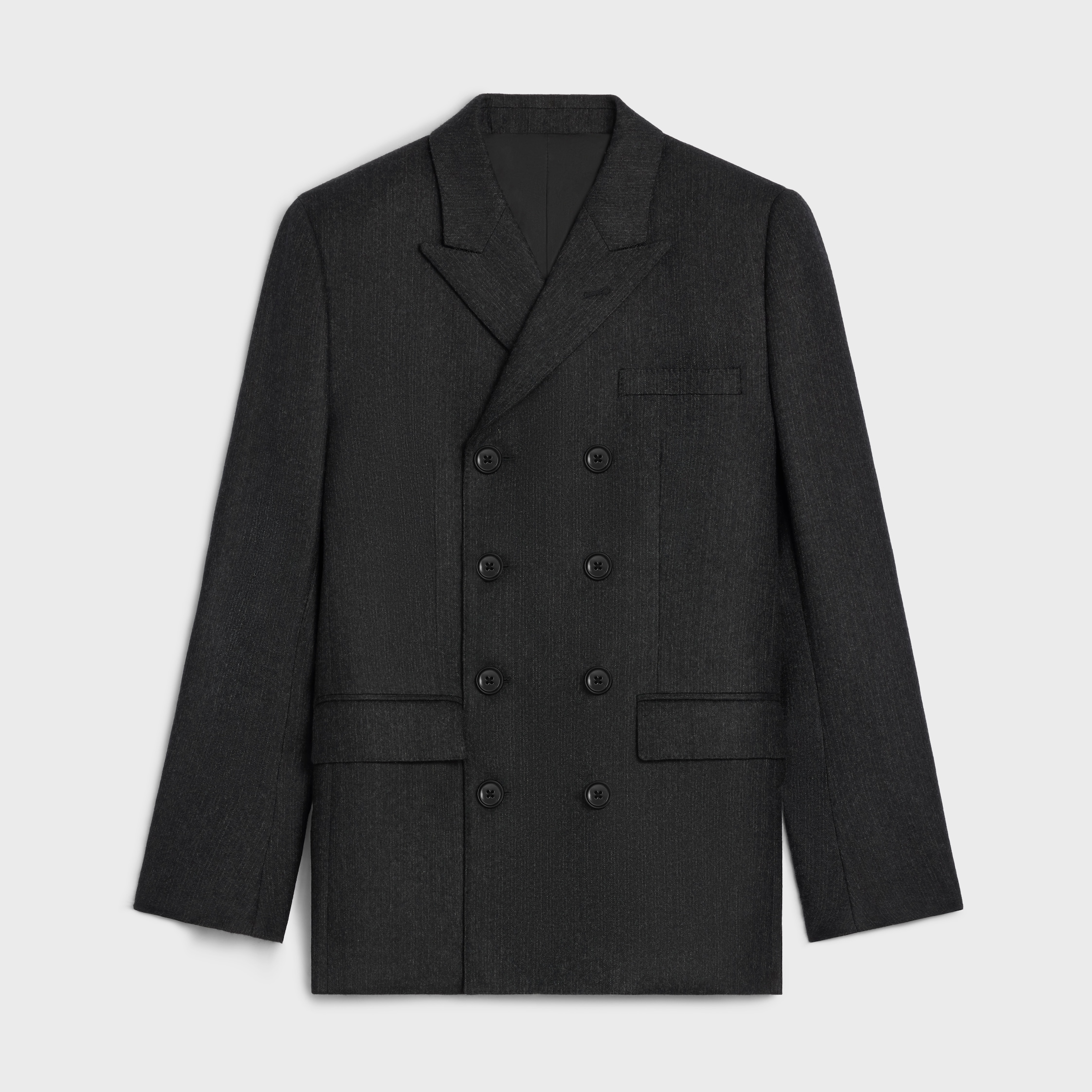 carnaby jacket in striped flannel - ANTHRACITE/CRAIE | CELINE