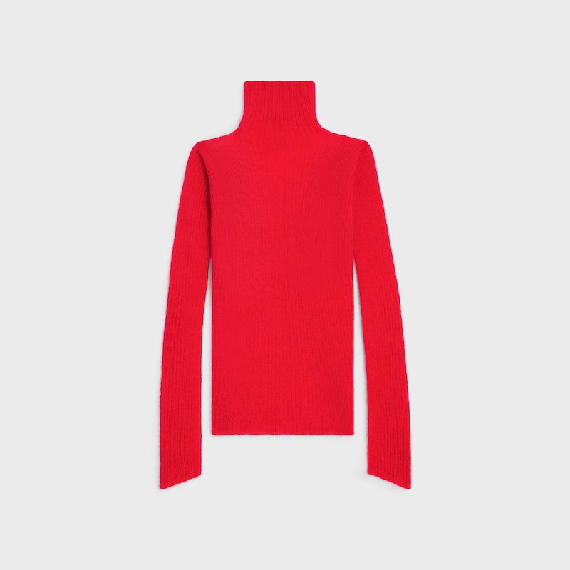 turtleneck sweater IN ribbed mohair and silk - BRIGHT RED -  - 1 | CELINE