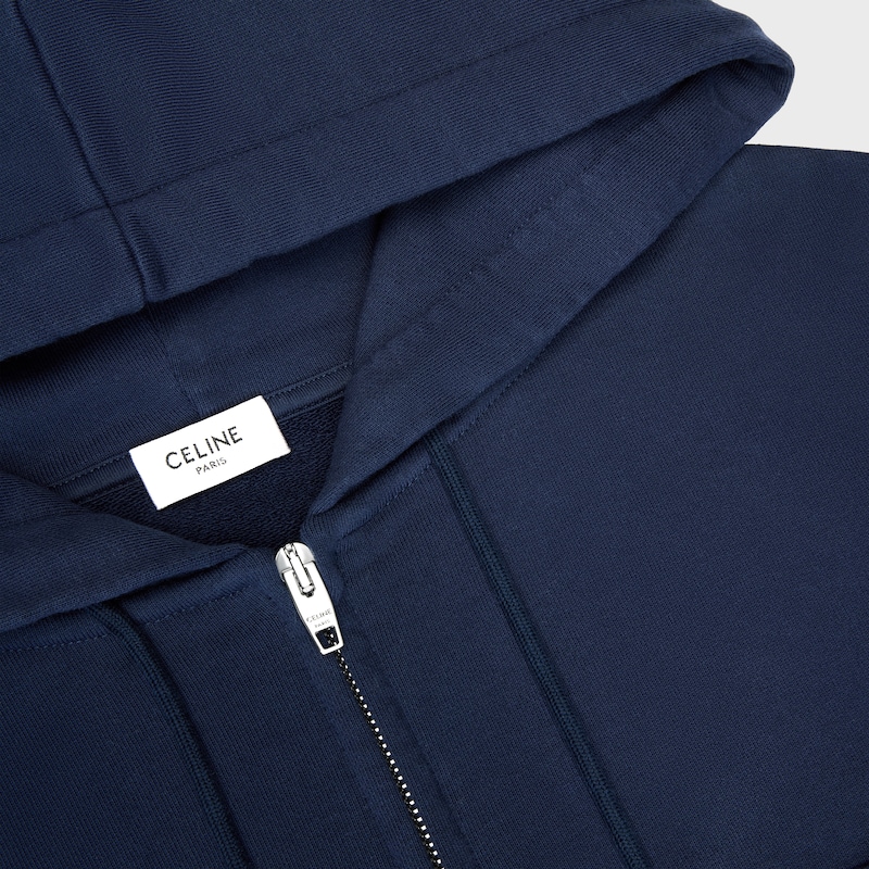 hoodie cropped zippé MOLLETON COTON - NAVY INK -  - 1 | CELINE
