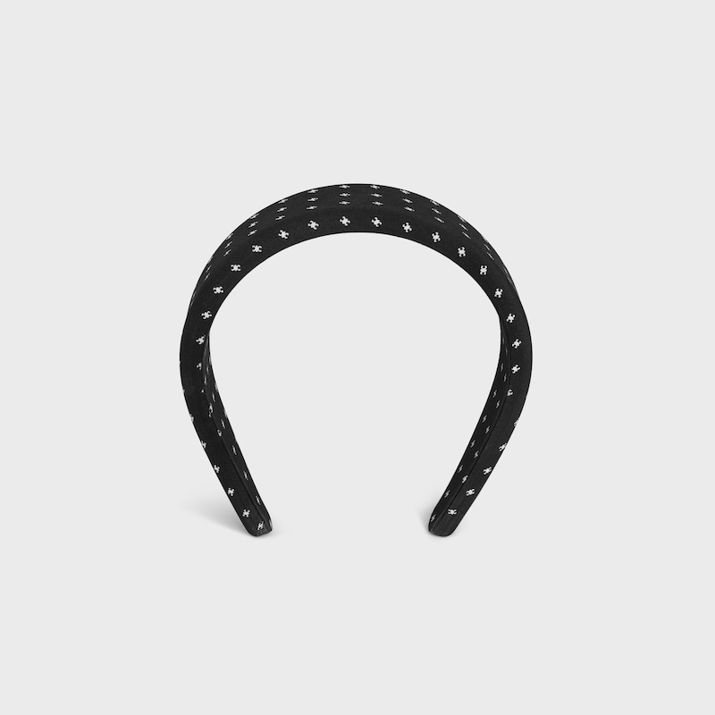 Celine MICRO TRIOMPHE HEADBAND in Silk - BLACK / WHITE - HAIR ACCESSORIES - 1 | CELINE