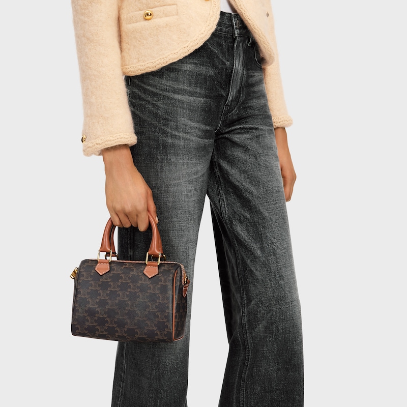 標誌印花小號波士頓包 - 棕黃色 - 斜挎包 - 1 | CELINE