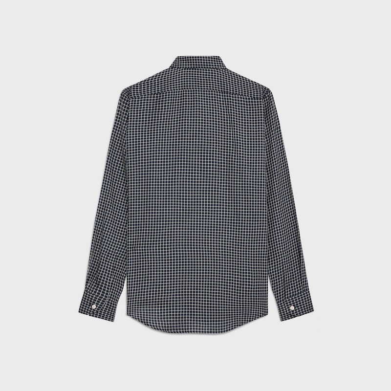 loose shirt in checked cotton - NAVY/CRAIE/VERT -  - 1 | CELINE