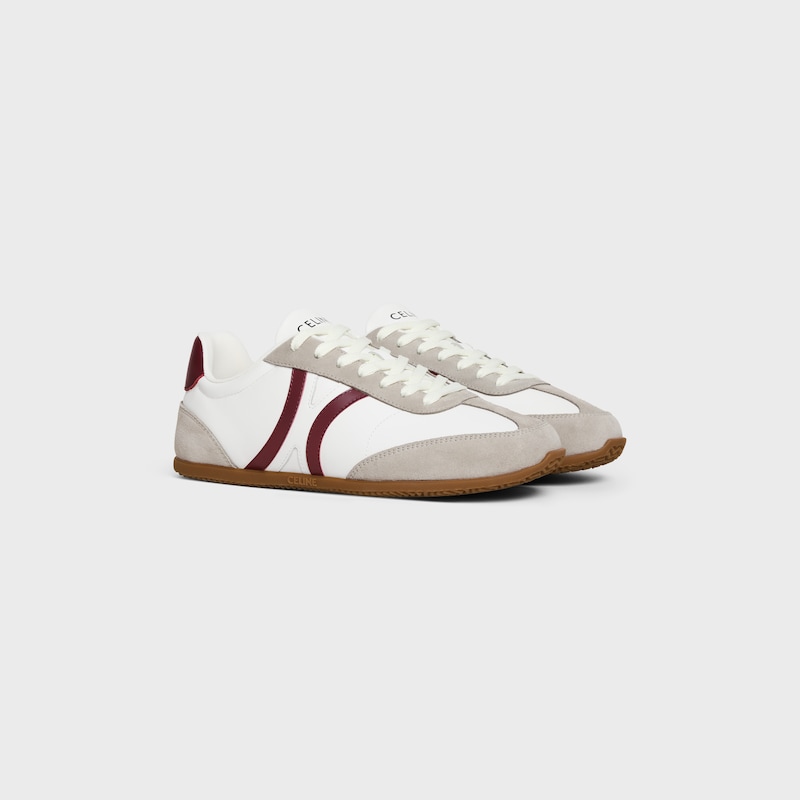 SNEAKER BASSA STRINGATA JOGGER CELINE IN PELLE DI VITELLO E PELLE DI VITELLO SCAMOSCIATA - Bianco Ottico/Bordeaux scuro/Grigio -  - 1 | CELINE