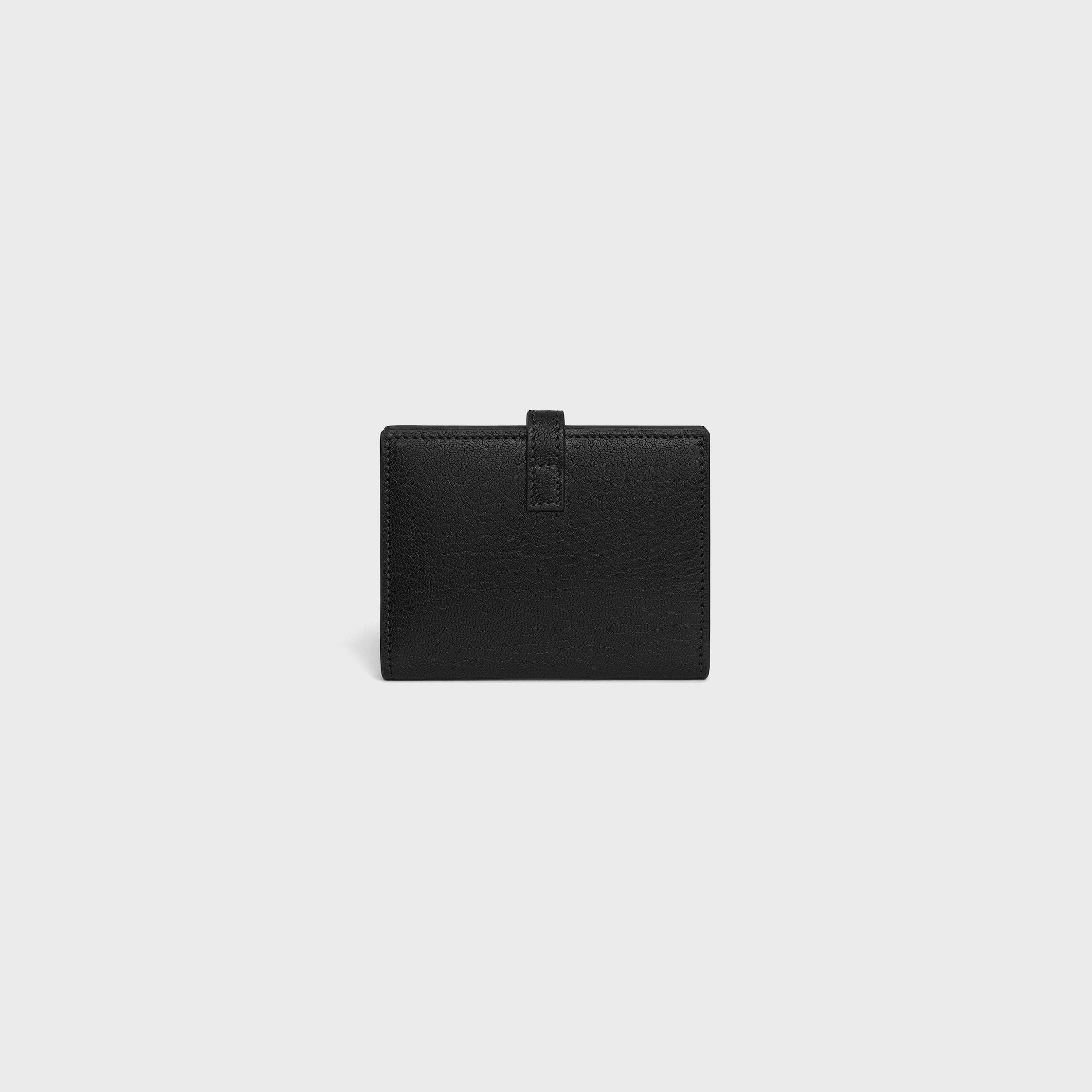 BI-FOLD CARD HOLDER TRIOMPHE PONTET IN GOATSKIN - BLACK | CELINE