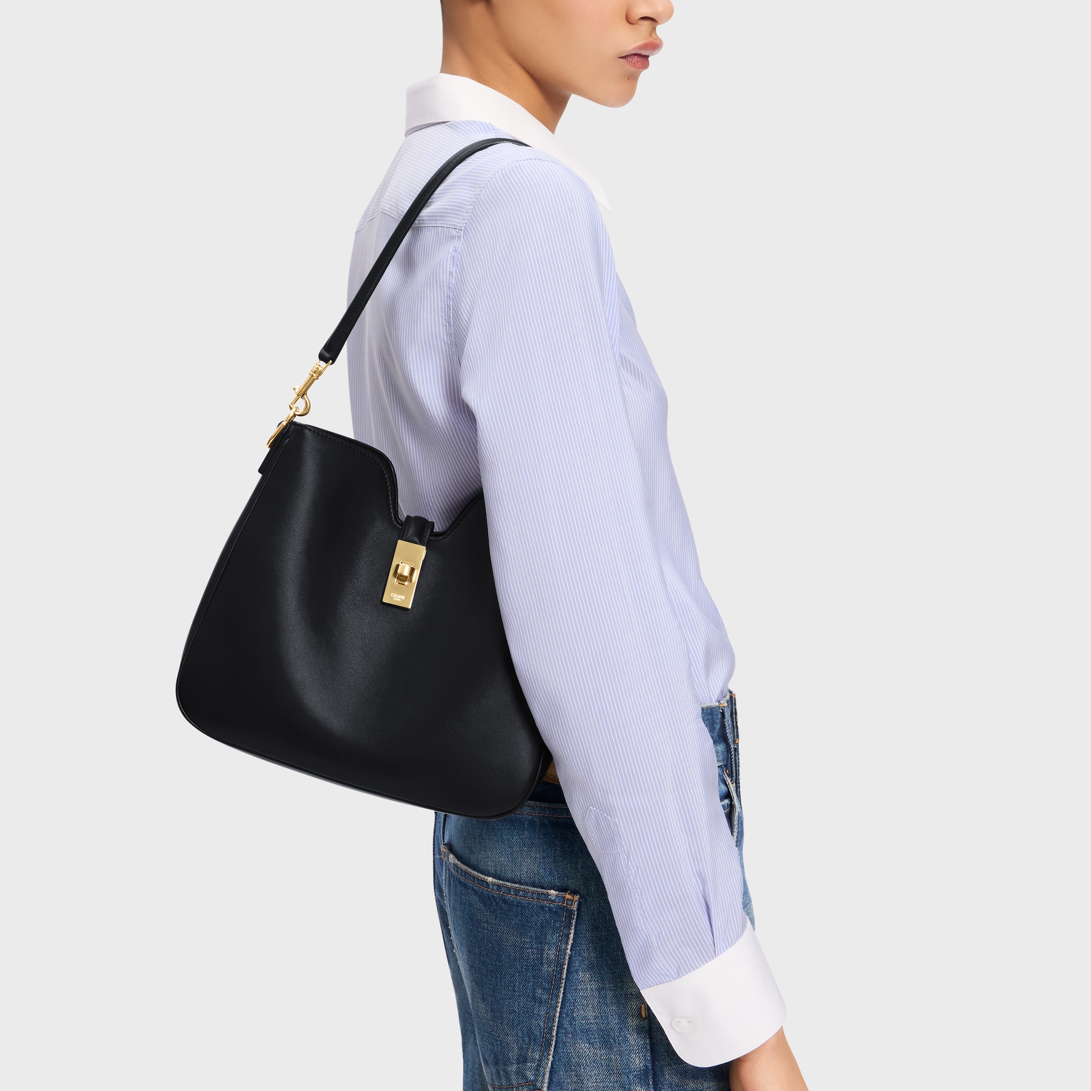 SMALL CAMILLE 16 SOFT BAG IN SMOOTH CALFSKIN - BLACK | CELINE