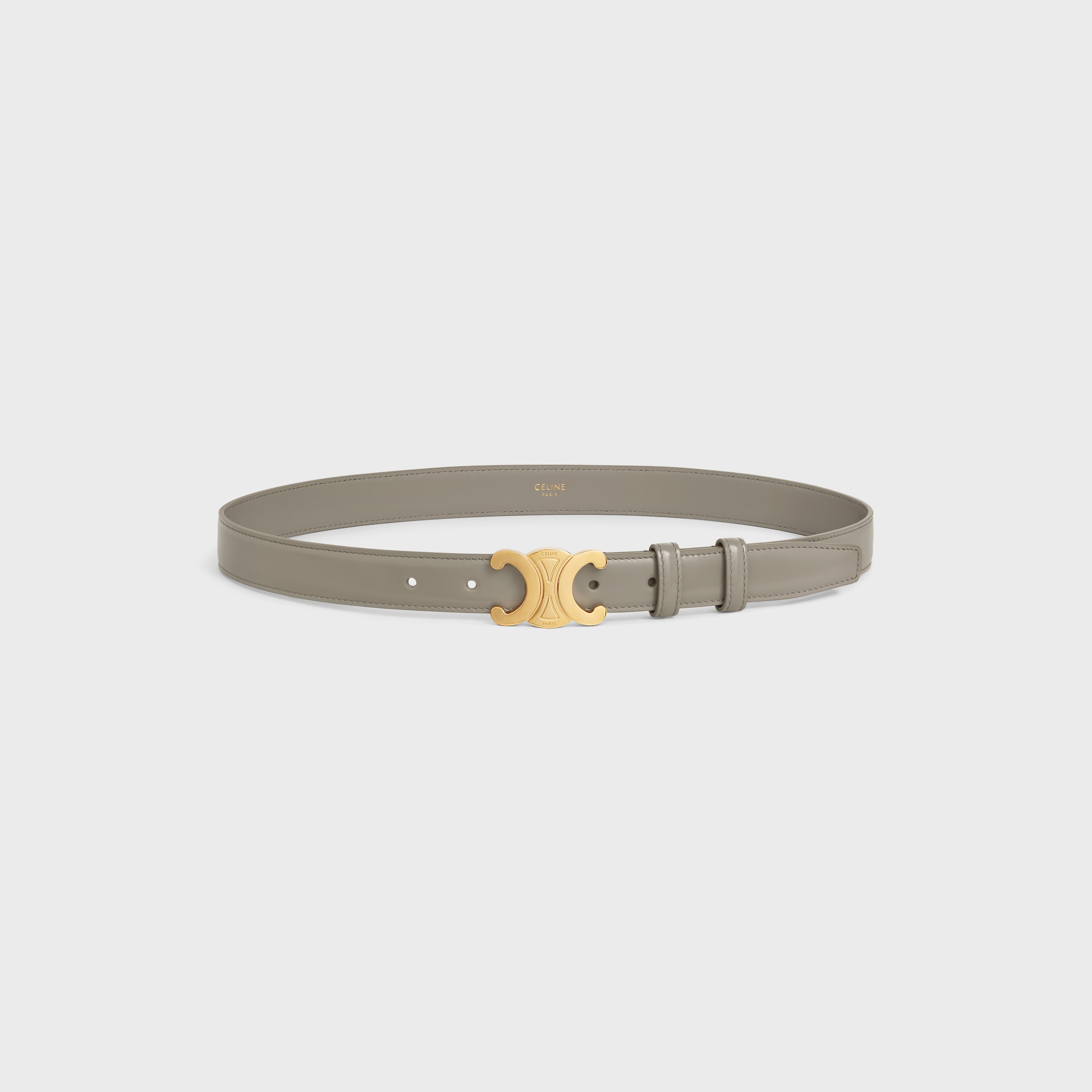 Triomphe leather belt Celine Khaki size 85 cm in Leather