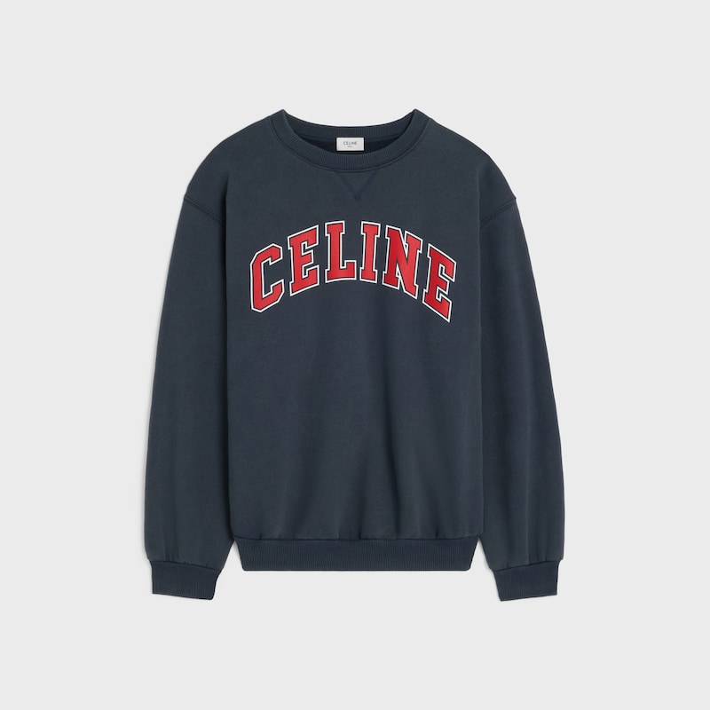 loose sweatshirt IN cotton fleece - NAVY / RED / WHITE -  - 1 | CELINE