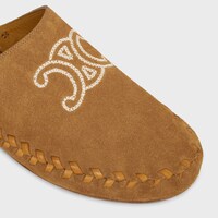 CELINE MARLOU TRIOMPHE MULE IN SUEDE CALFSKIN - DARK HAVANA -  - 1 | CELINE