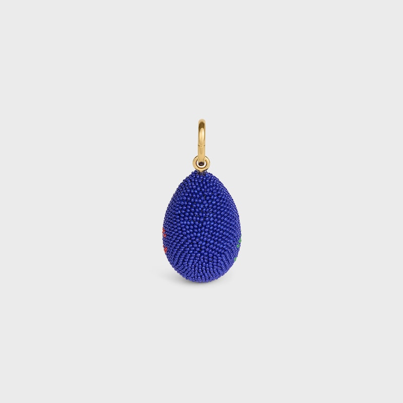 Pendant Oeuf Perles en Laiton dor&eacute; et Perles - Bleu marine, Rouge, Vert et Dor&eacute; - CELINE CHARMS - 1 | CELINE