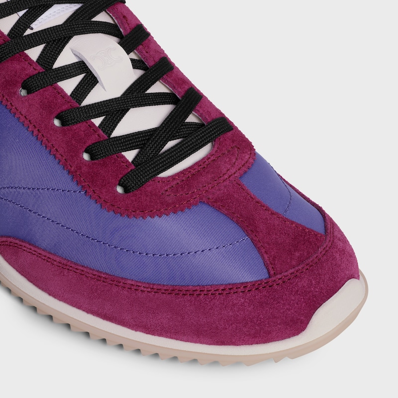 CELINE RACER - SNEAKER BASSE AVEC TRIOMPHE EN NYLON, CUIR DE VEAU VELOURS ET CUIR DE VEAU - VIOLET / BERRY RED -  - 1 | CELINE