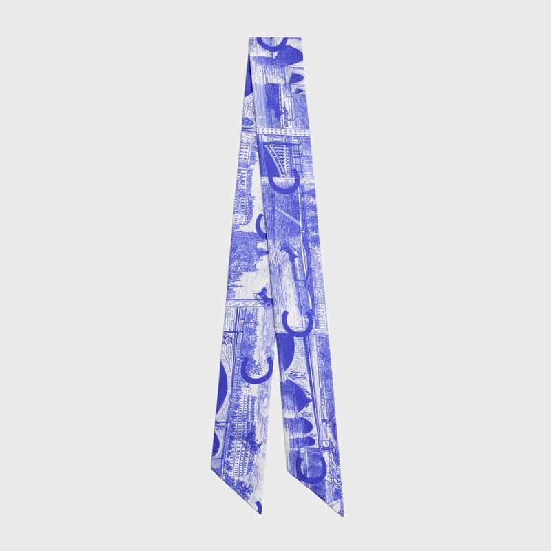lavalliere IN silk twill - WHITE/BLUE -  - 1 | CELINE