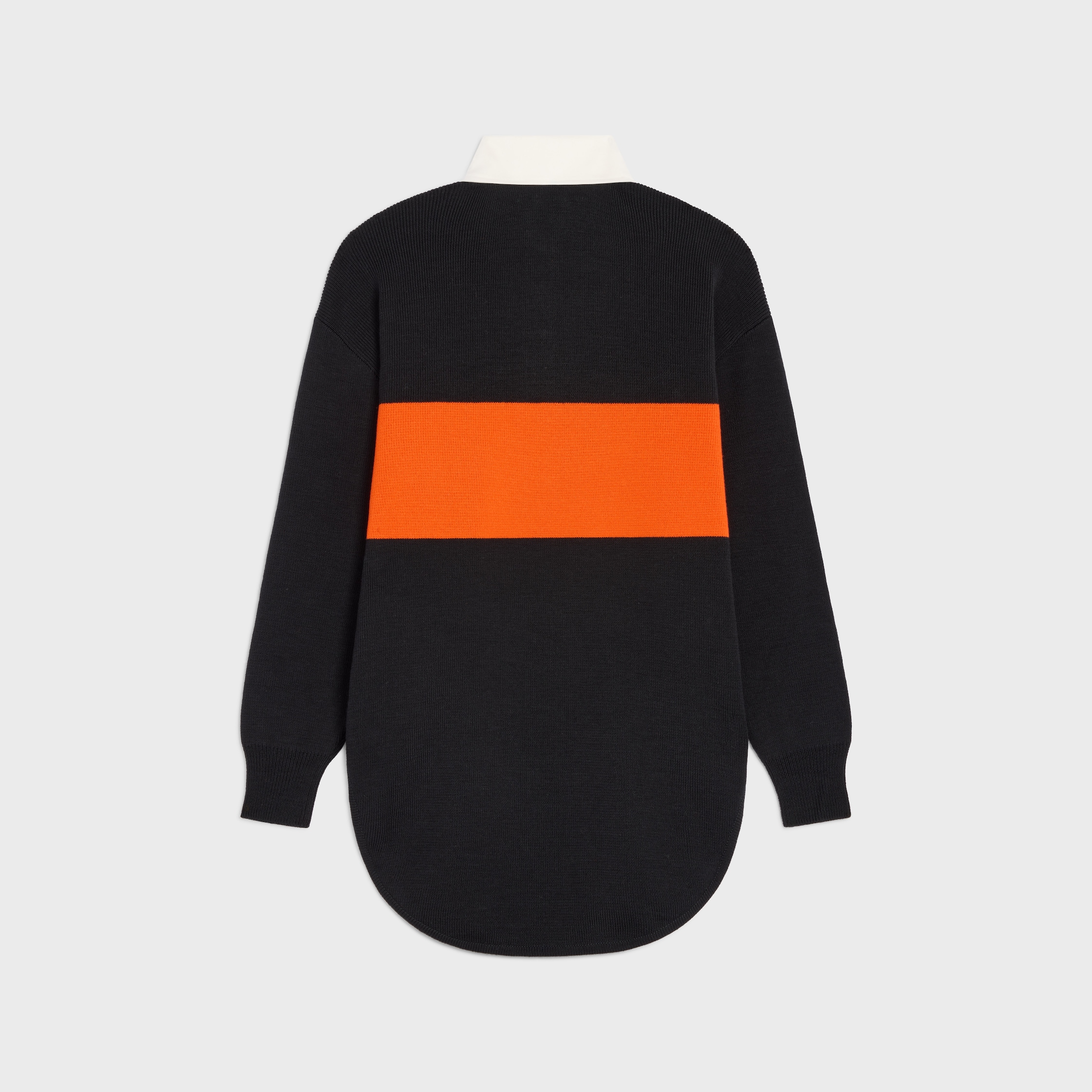OVERSIZED POLO SWEATER IN WOOL - BLACK/ORANGE | CELINE
