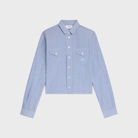 cropped shirt in striped cotton - BLEU/BLANC -  - 1 | CELINE