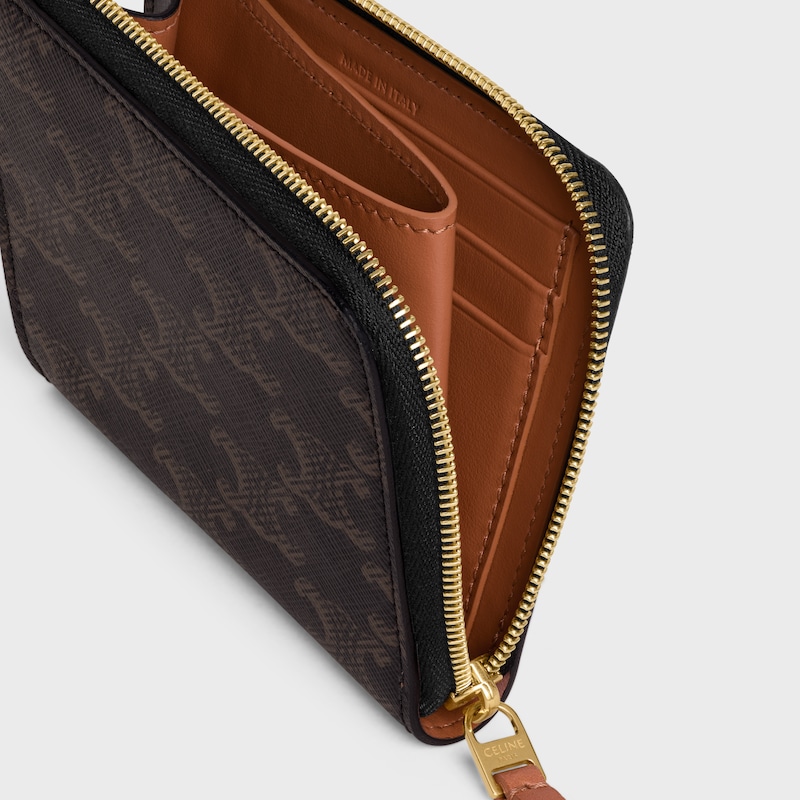 FLAT ZIPPED WALLET TRIOMPHE STAMP IN Triomphe Canvas and Calfskin - TAN - NEW - 1 | CELINE