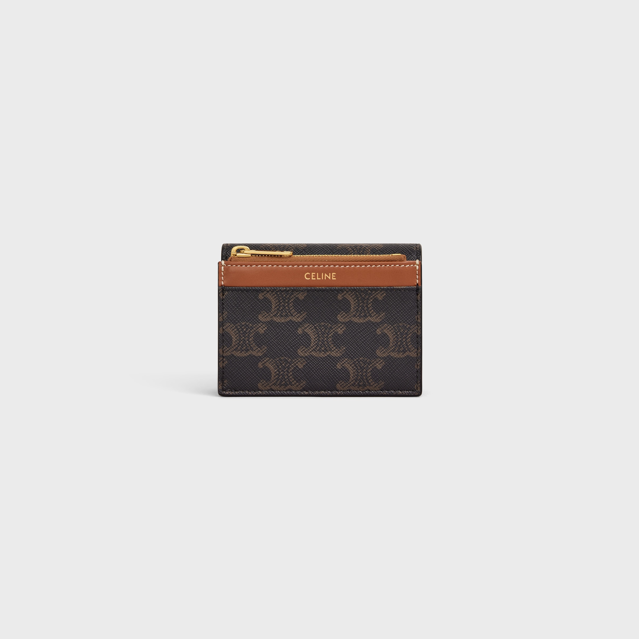 ☆CELINE☆直営店買付☆上品 Small Wallet☆Textiles & Calfskin CELINE Textile Calfskin All Over Print Small Triomphe Wallet