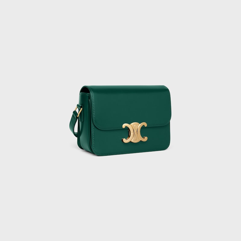 Teen Triomphe Bag in shiny calfskin - RACING GREEN - CROSS-BODY BAGS - 1 | CELINE