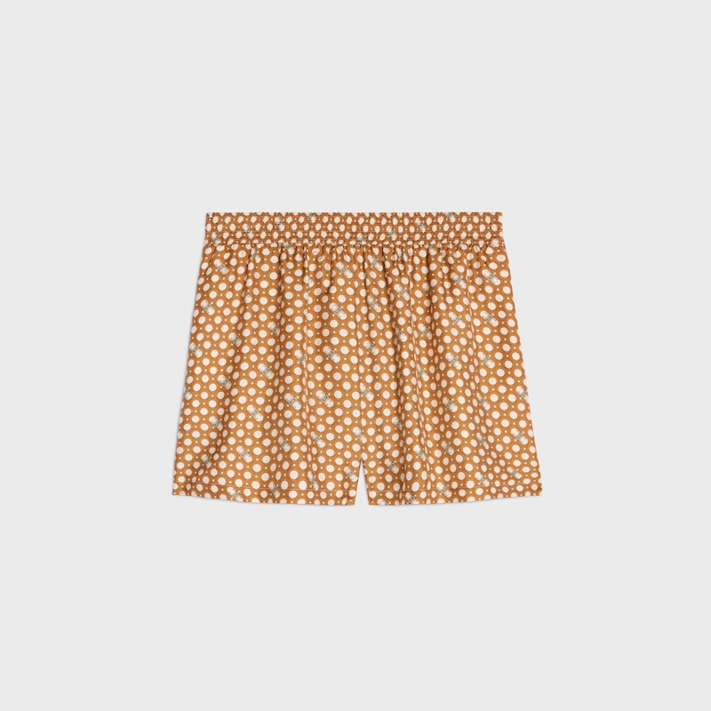 pajama shorts IN silk twill - CREAM/ORANGE -  - 1 | CELINE