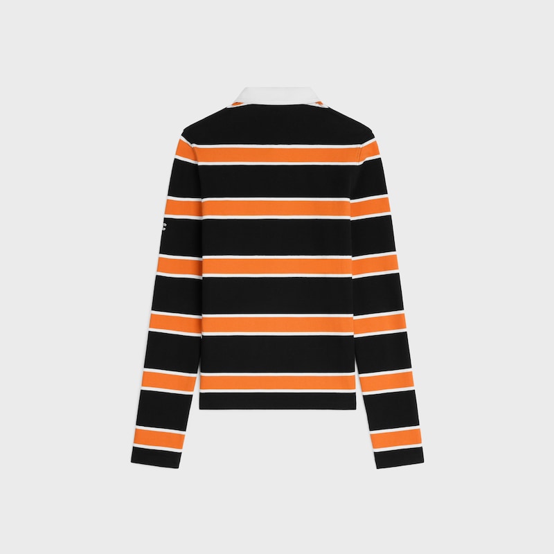 polo shirt IN STRIPED COTTON JERSEY - BLACK/WHITE/ORANGE -  - 1 | CELINE
