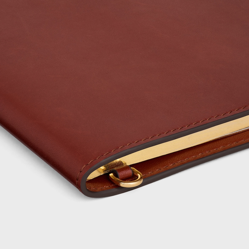 LARGE NOTEBOOK COVER WITH POUCH IN NATURAL CALFSKIN - TECK - STATIONERY - 1 | CELINE
