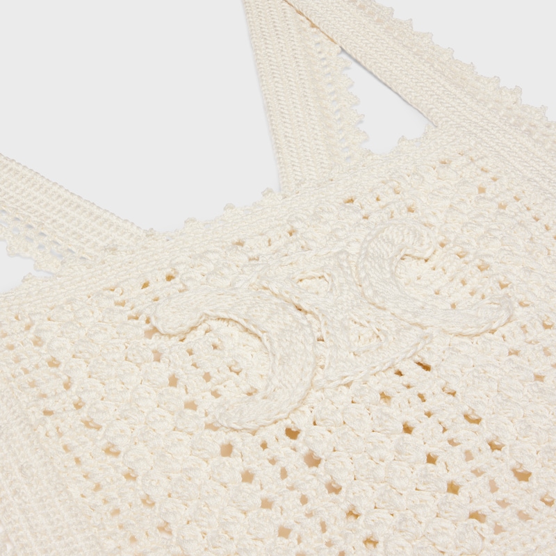 minivestido triomphe de crochet de algodón - Blanco crudo -  - 1 | CELINE