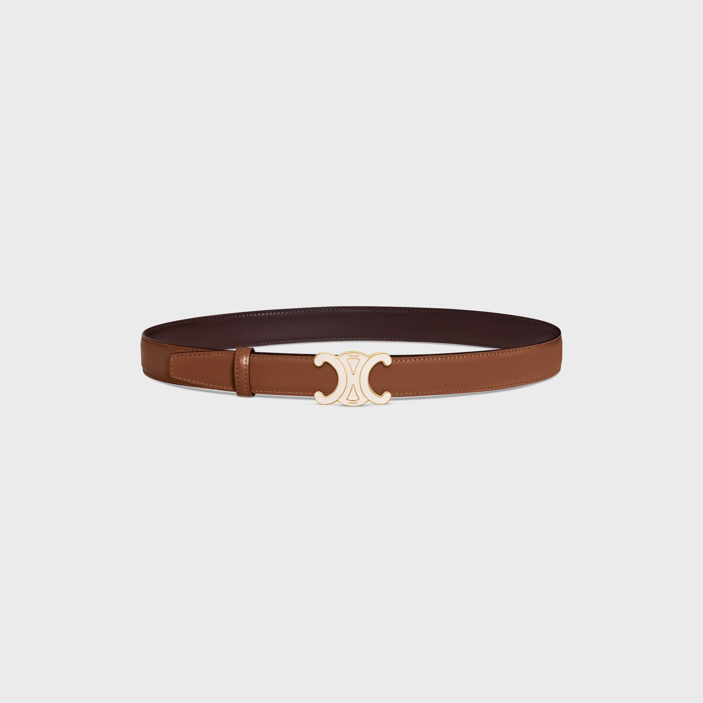 CELINE TRIOMPHE BUCKLE 25MM IN BRASS WITH ENAMEL & Reversible Strap 25MM IN TAURILLON