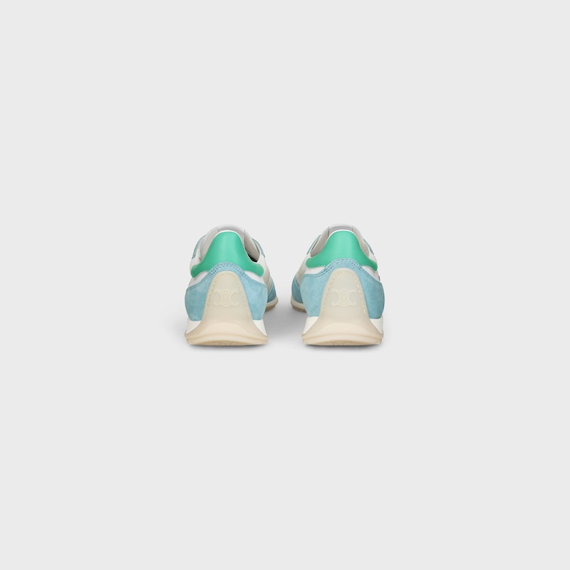 RACER SNEAKER IN NYLON, SUEDE CALFSKIN AND CALFSKIN - OPTIC WHITE / LIGHT BLUE / GREEN -  - 1 | CELINE