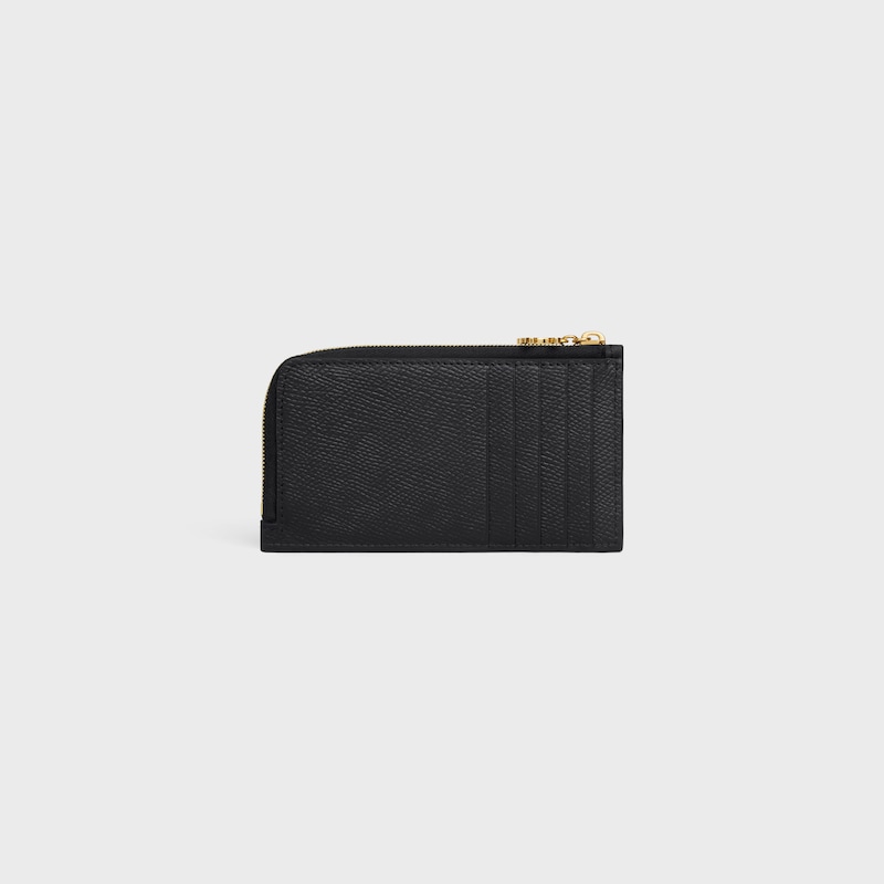 LONG ZIPPED CARD HOLDER IN GRAINED CALFSKIN - BLACK - COIN AND CARD HOLDERS - 1 | CELINE