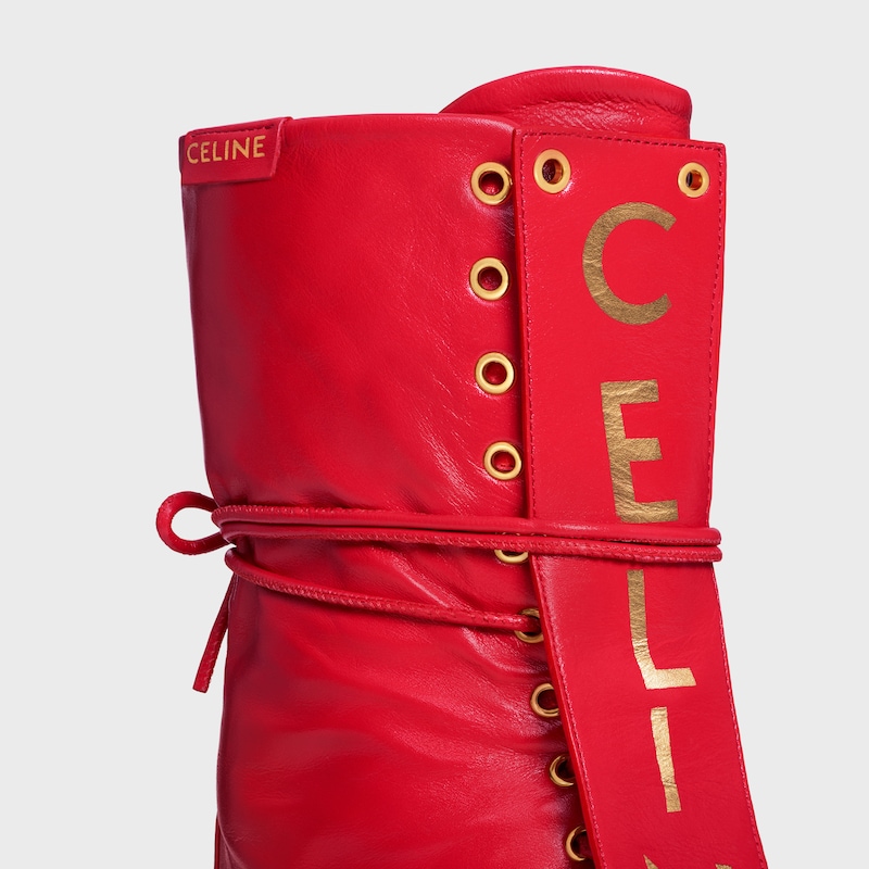 BALLET HIGH - LACE-UP BOOT IN LAMBSKIN - BRIGHT RED -  - 1 | CELINE