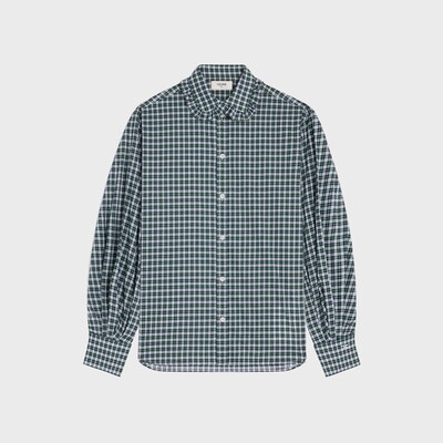 camicia morbida in panno di cotone tartan - Bianco / Verde / Giallo -  - 1 | CELINE