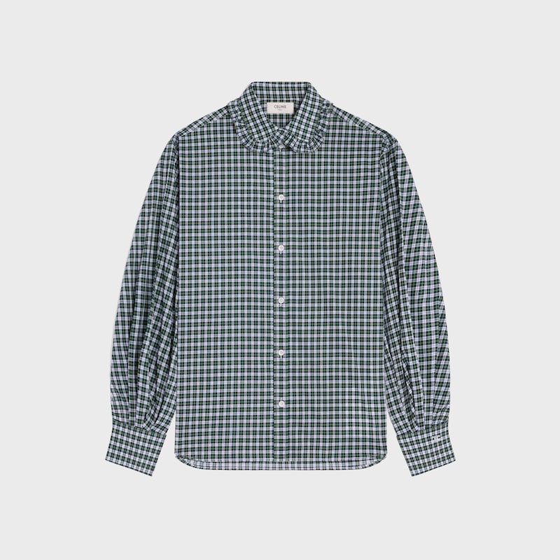 shirt IN tartan cotton cloth - BLANC/VERT/JAUNE -  - 1 | CELINE