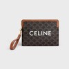 스몰 스트랩 파우치 - CELINE 프린트 트리옹프 캔버스 - 탠 - 트리옹프 캔버스 - 1 | CELINE