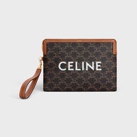 CELINE印花標誌印花連帶小號手拿包 - 黃褐色 - TRIOMPHE CANVAS標誌印花 - 1 | CELINE
