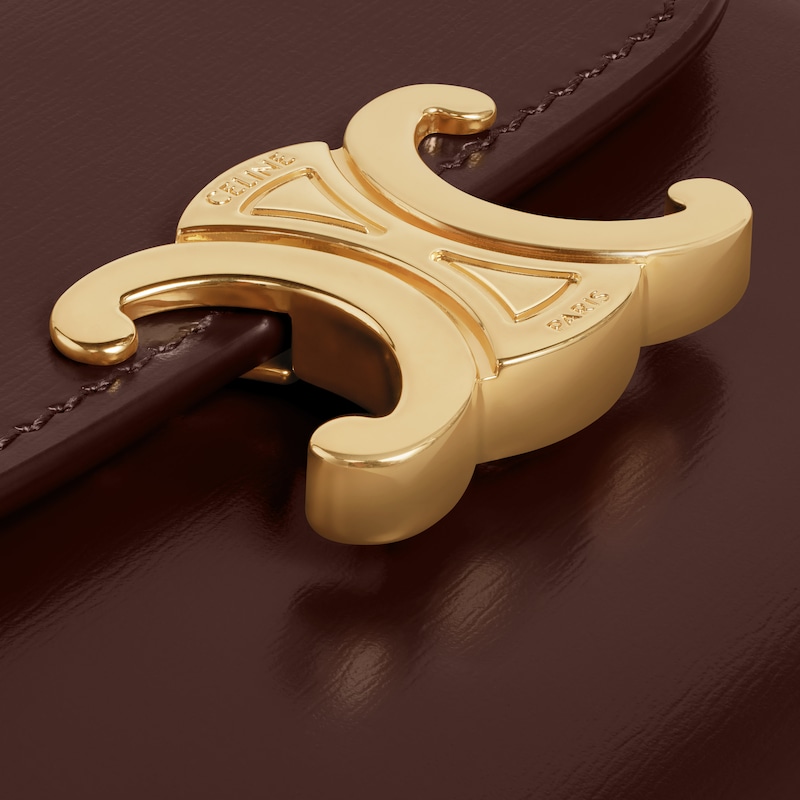 Small Flap Wallet TRIOMPHE IN Shiny calfskin - CHESTNUT - WALLETS - 1 | CELINE