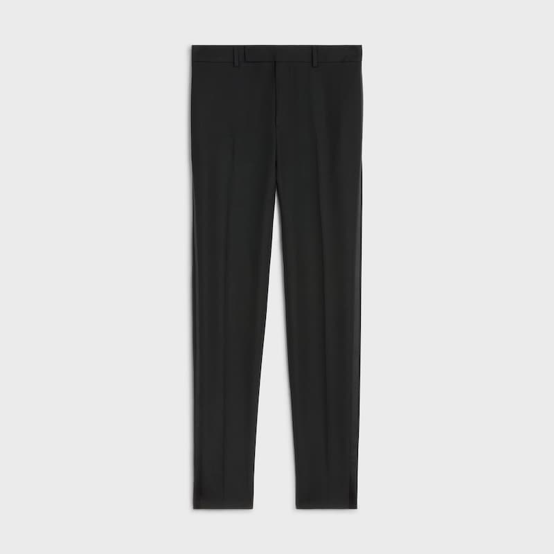 pantalon smoking classique laine grain de poudre - Noir -  - 1 | CELINE