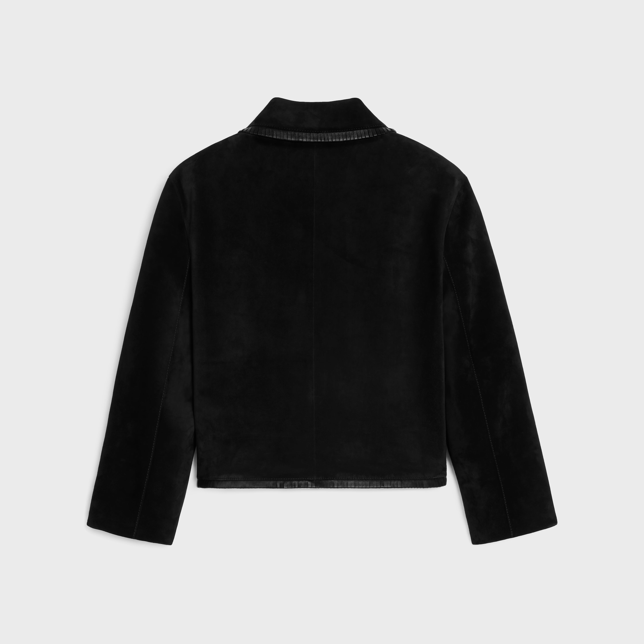 関税込 CELINE |chelsea blouson jacket in double wool straight blouson jacket IN SUEDE - BLACK | CELINE