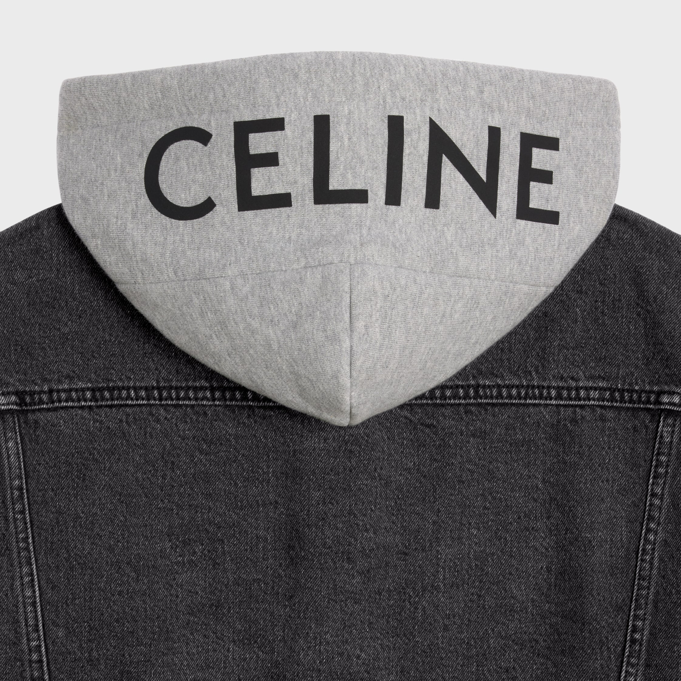 trucker jacket in charcoal wash denim - CHARCOAL WASH | CELINE