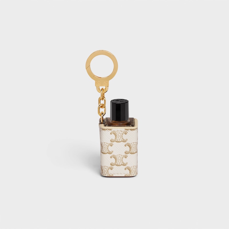 Miniature Perfume Holder Charm in Triomphe Canvas and calfskin - WHITE - BEAUTY ACCESSORIES - 1 | CELINE