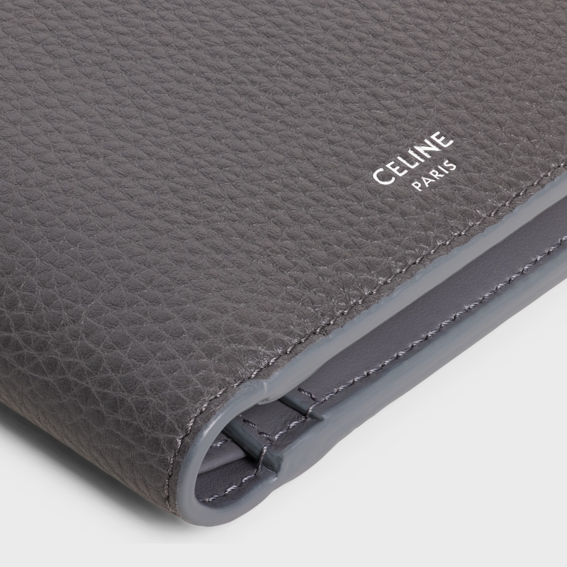 Bi-fold Wallet IN GRAINED CALFSKIN - GREY - WALLETS - 1 | CELINE