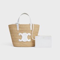 拉菲亞及牛皮革柔軟TEEN CELINE CLASSIC PANIER手袋 - BLANC DE BLANC - CLASSIC PANIER - 1 | CELINE