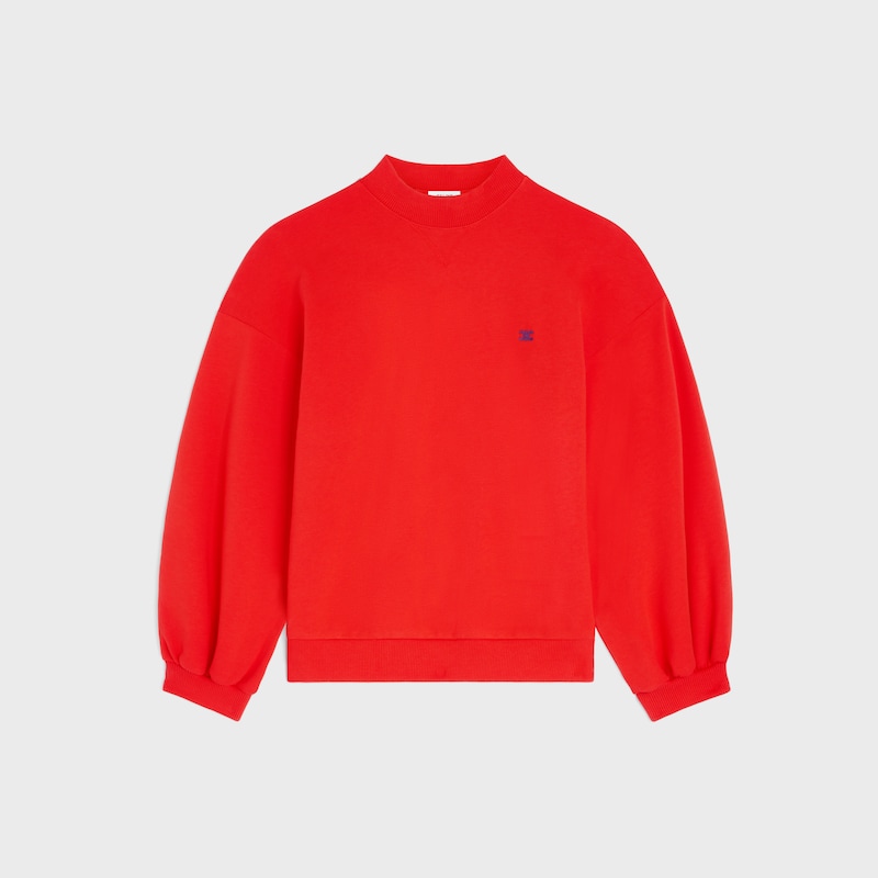 loose sweatshirt IN cotton fleece - RED CYCLIST/NAVY -  - 1 | CELINE