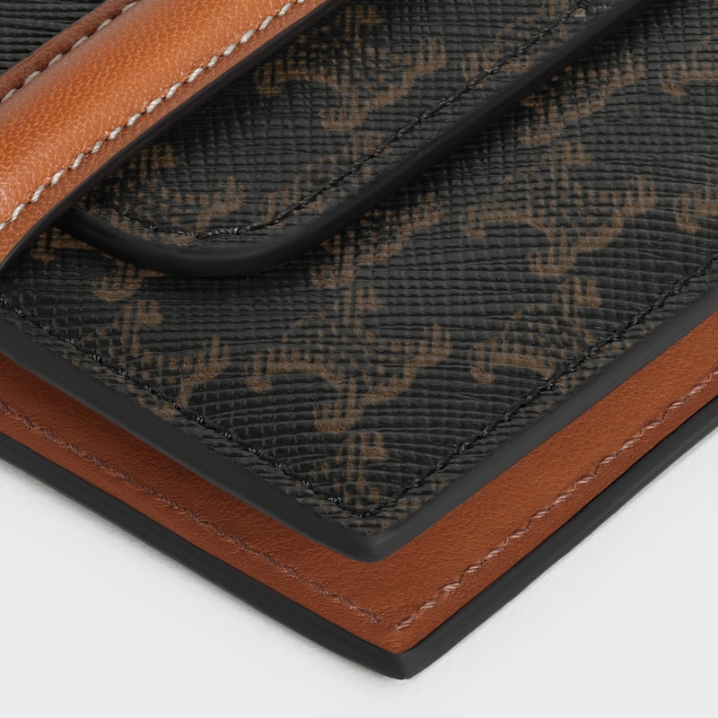 TARJETERO ORIGAMI DE LONA TRIOMPHE Y PIEL DE CORDERO - Tostado - IONA TRIOMPHE - 1 | CELINE